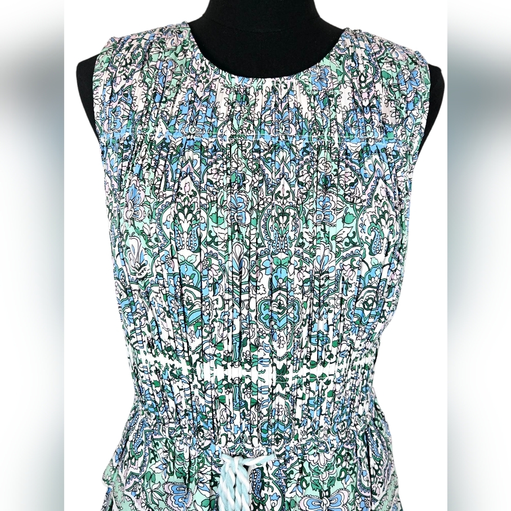 Shoshanna Blue Green Paisley Tiered Midi Dress - Picture 15 of 15